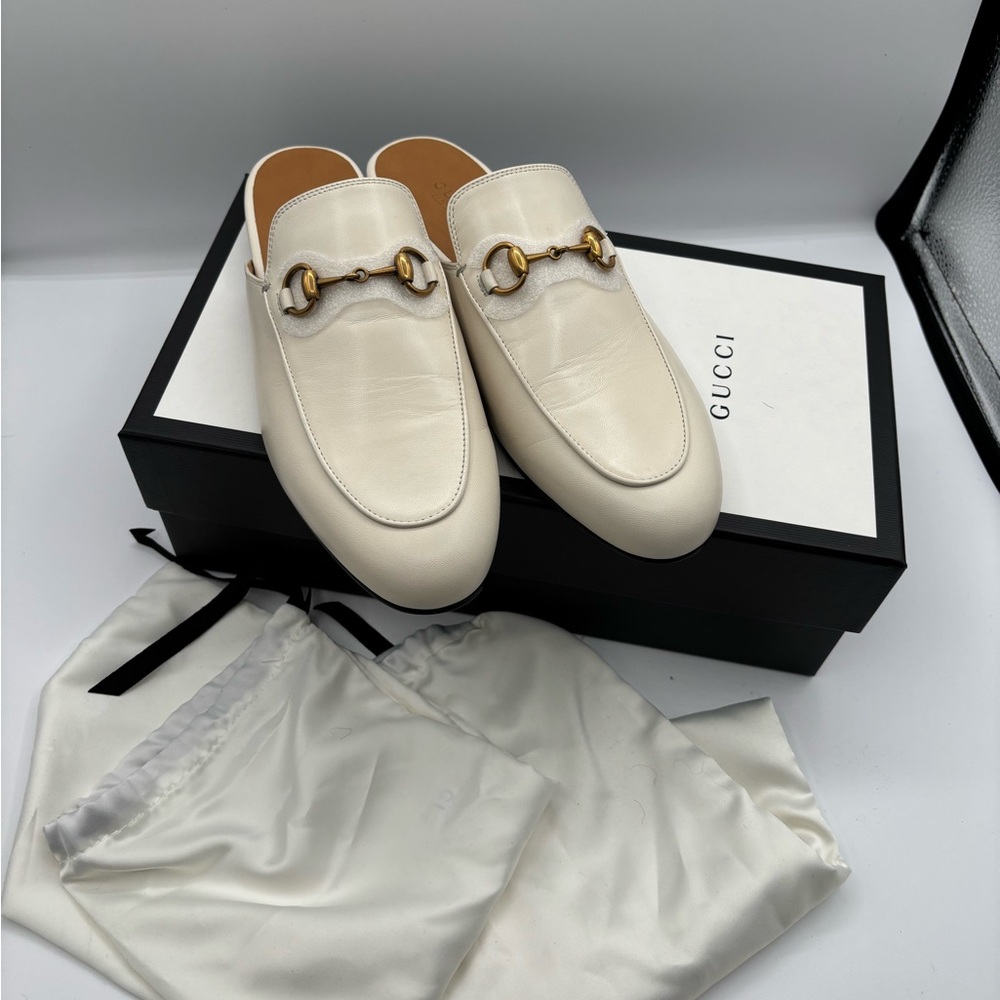 Gucci women’s Princeton White Leather Loafers